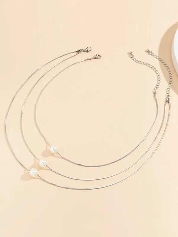 Simple Multilayer Pearl Necklaces Accessories