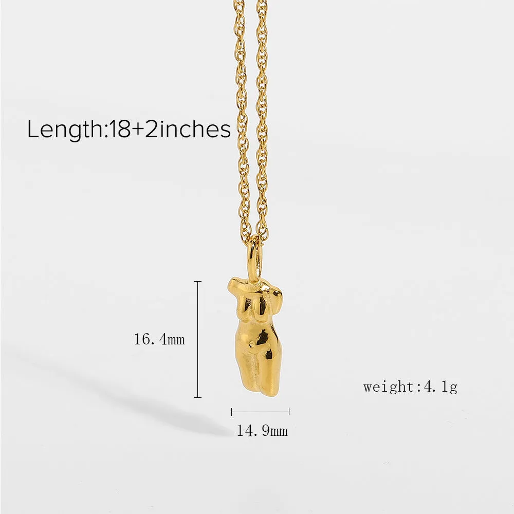 SISSLIA 2024 The Latest Fashion Abstract Human&Face Gold-Plated Stainless Steel Necklace for Women