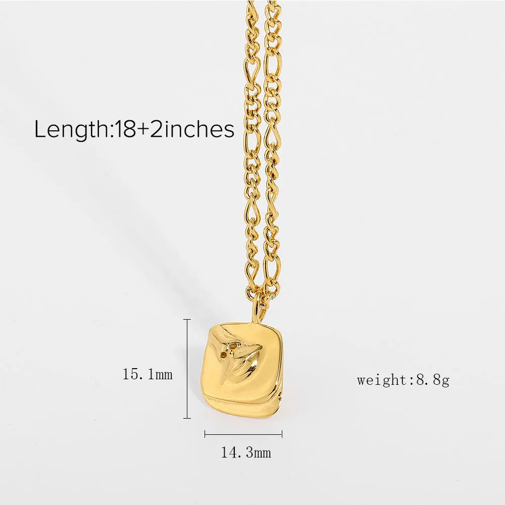 SISSLIA 2024 The Latest Fashion Abstract Human&Face Gold-Plated Stainless Steel Necklace for Women