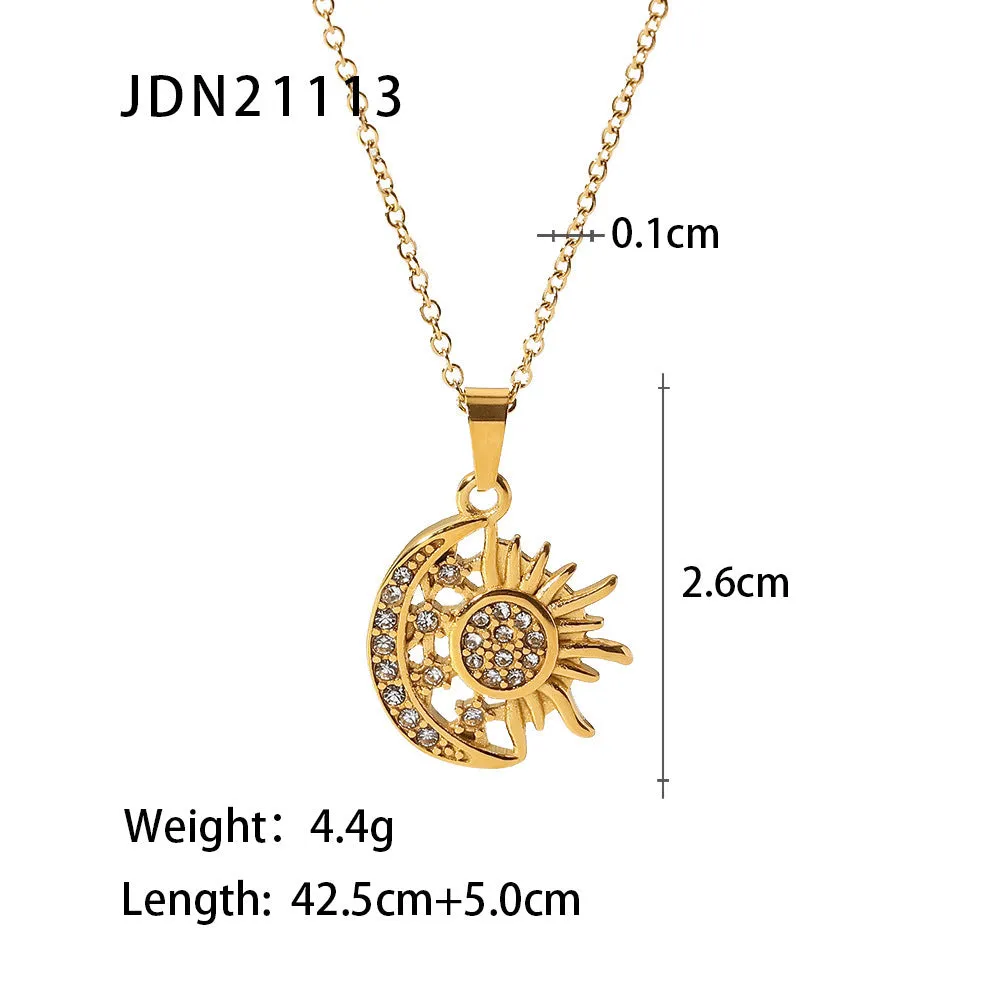 SISSLIA French Retro Twist Titanium Steel Heart-Shaped Women's Zircon Love Pendant Necklace for Women