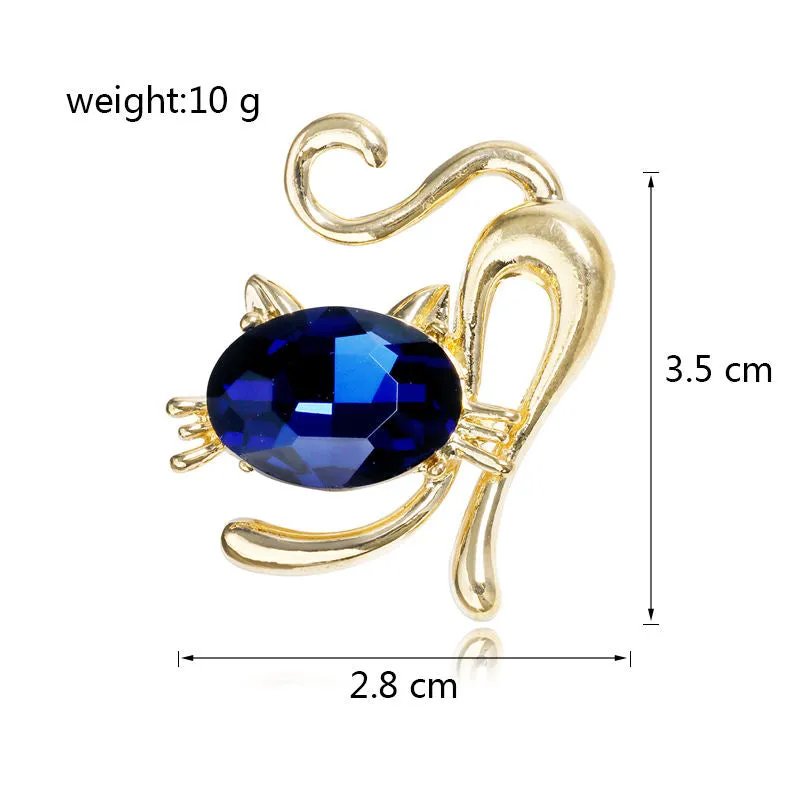 SISSLIA Luxury Brooches For Women Animal Cat Brooch Crystal Cat Jewelry And Enamel Pins Brooch Pins