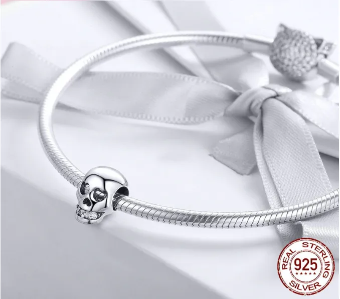 Sparkling Heart Eyes Sugar Skull 925 Sterling Silver