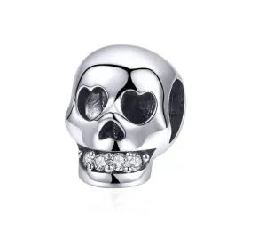 Sparkling Heart Eyes Sugar Skull 925 Sterling Silver