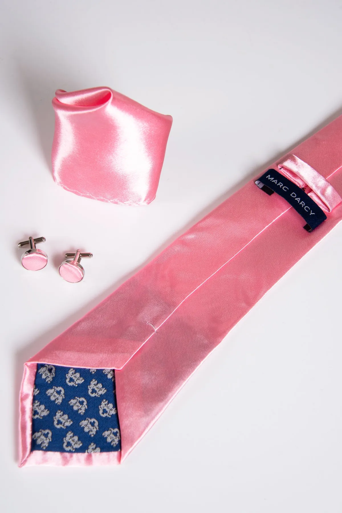 ST - Satin Tie and Pocket Square Set In Blush Pink