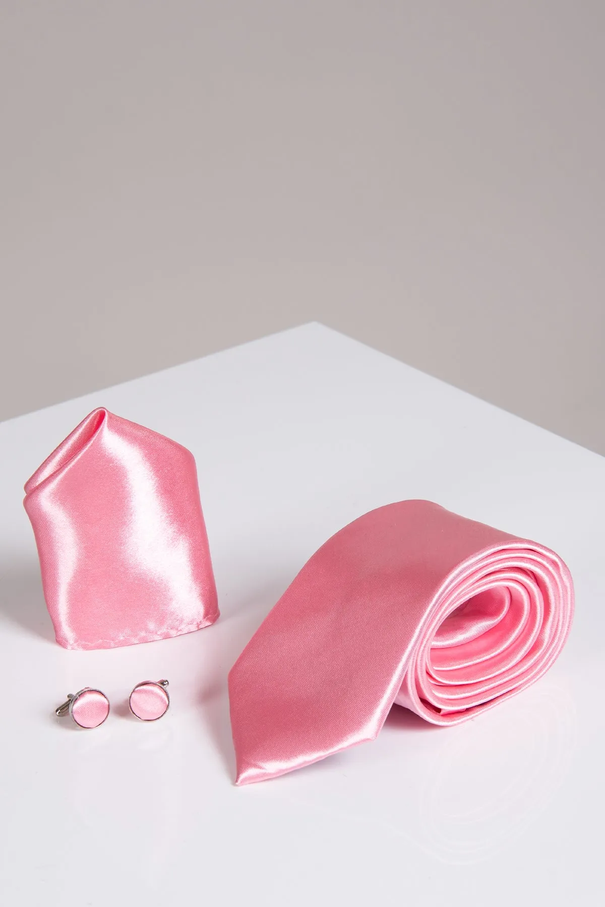 ST - Satin Tie and Pocket Square Set In Blush Pink