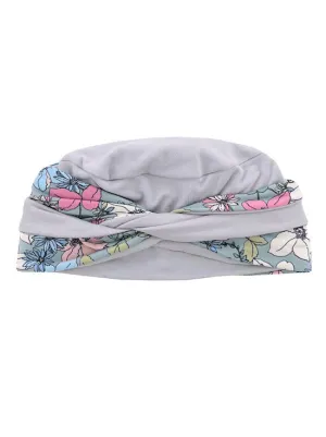 TWIST2-309#Twisty Turban in Buttery Soft Gray Sage Pink Floral