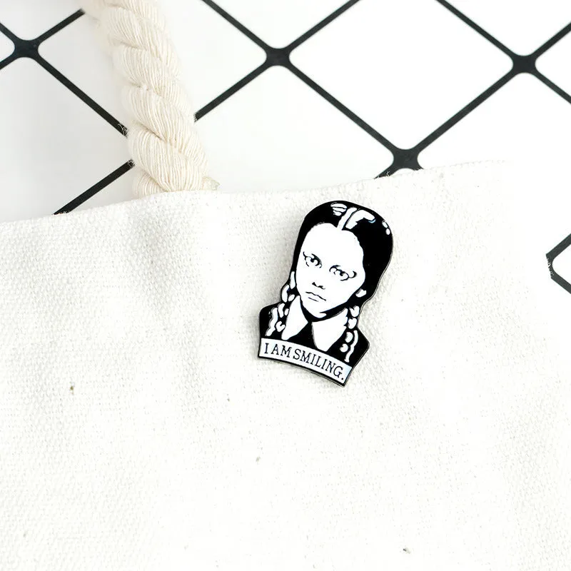 [Wednesday Addams I Am Smiling] Enamel Brooch Pin