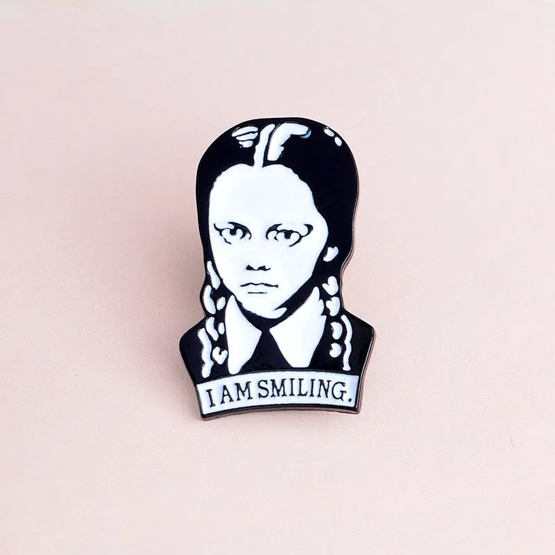 [Wednesday Addams I Am Smiling] Enamel Brooch Pin