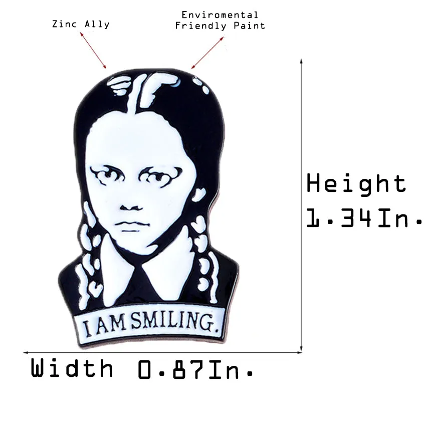 [Wednesday Addams I Am Smiling] Enamel Brooch Pin