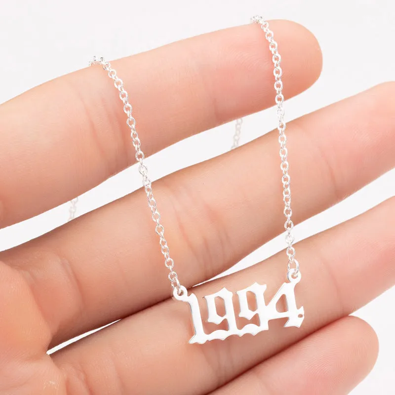 Women Personalized Necklace Special Date Year Number Necklace  girl1994 1995 1996 1997 1998 1999 from 1980 to 2002 chain Jewelry