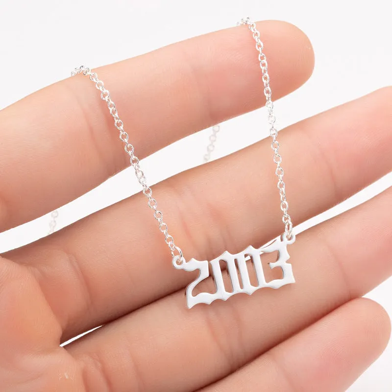 Women Personalized Necklace Special Date Year Number Necklace  girl1994 1995 1996 1997 1998 1999 from 1980 to 2002 chain Jewelry