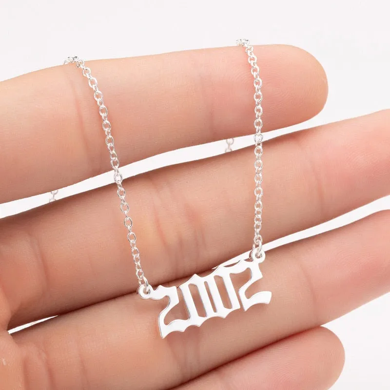 Women Personalized Necklace Special Date Year Number Necklace  girl1994 1995 1996 1997 1998 1999 from 1980 to 2002 chain Jewelry