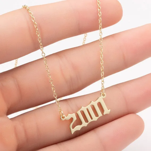 Women Personalized Necklace Special Date Year Number Necklace  girl1994 1995 1996 1997 1998 1999 from 1980 to 2002 chain Jewelry