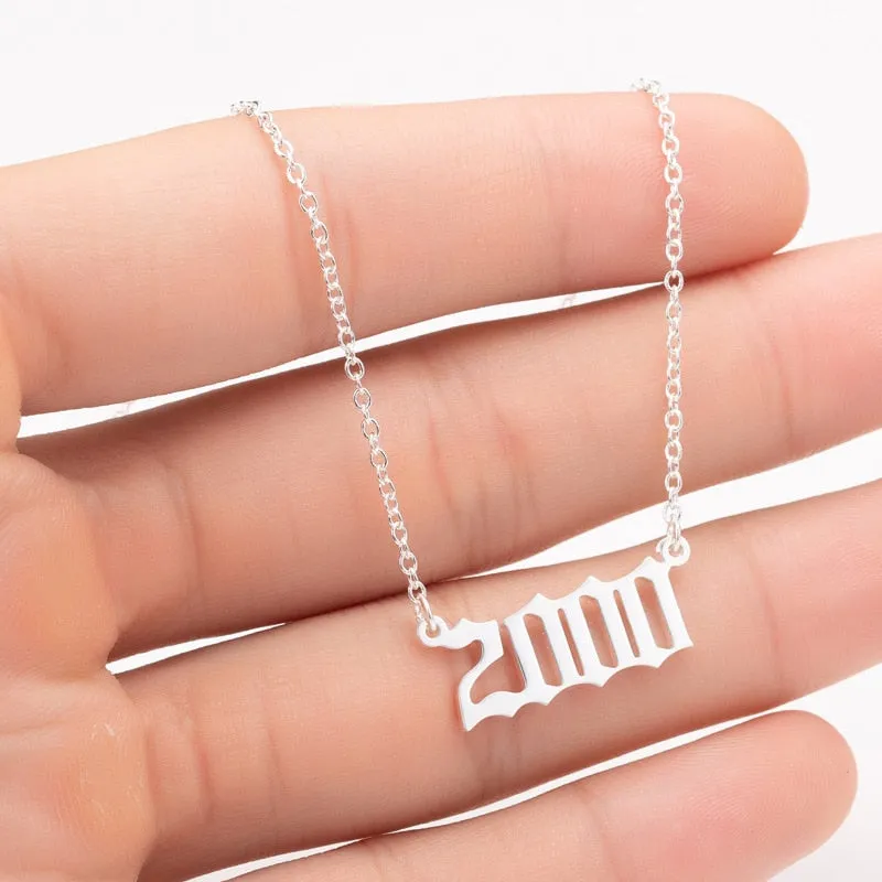 Women Personalized Necklace Special Date Year Number Necklace  girl1994 1995 1996 1997 1998 1999 from 1980 to 2002 chain Jewelry