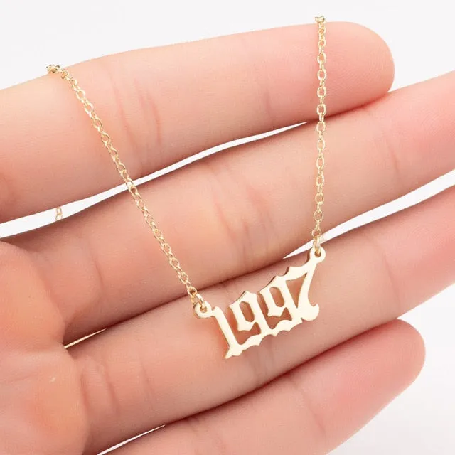 Women Personalized Necklace Special Date Year Number Necklace  girl1994 1995 1996 1997 1998 1999 from 1980 to 2002 chain Jewelry