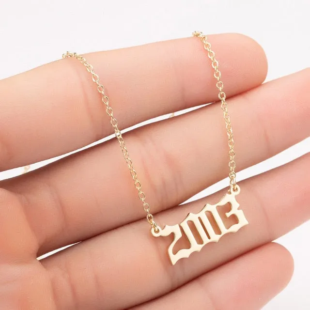 Women Personalized Necklace Special Date Year Number Necklace  girl1994 1995 1996 1997 1998 1999 from 1980 to 2002 chain Jewelry