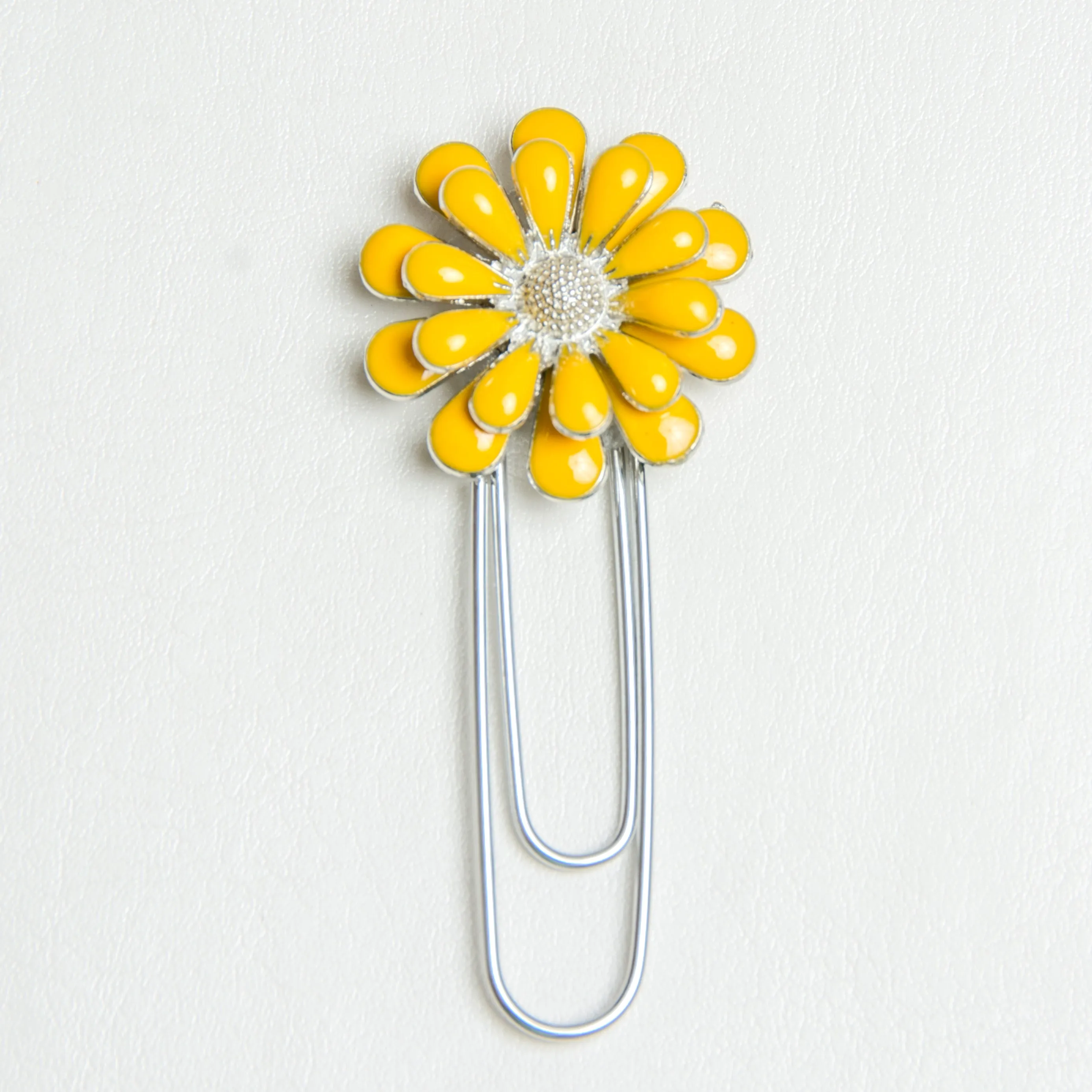 Yellow Enamel Flower Planner Clip - Bookmark