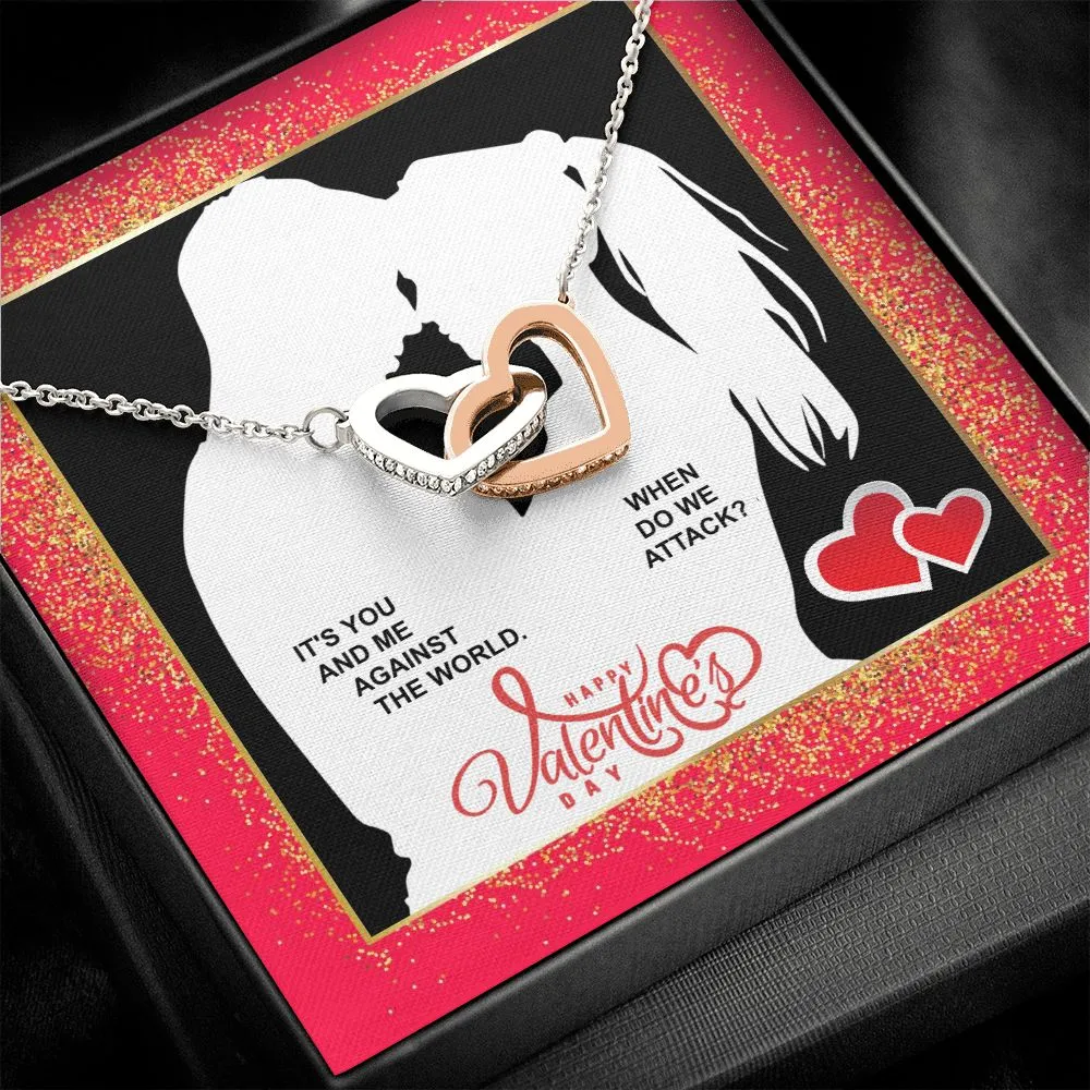 You & Me Against The World Interlocking Hearts Necklace